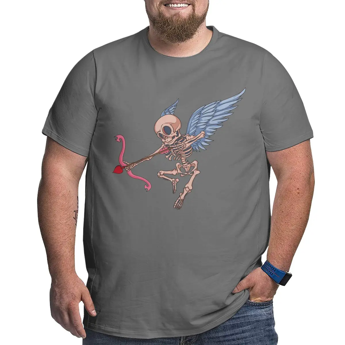 Kanpa 100% Cotton The devil angel T Shirts for Big Men Pattern Clothing Workout Tops Oversized Yellow Ikon T-shirt Plus Size | Мужская