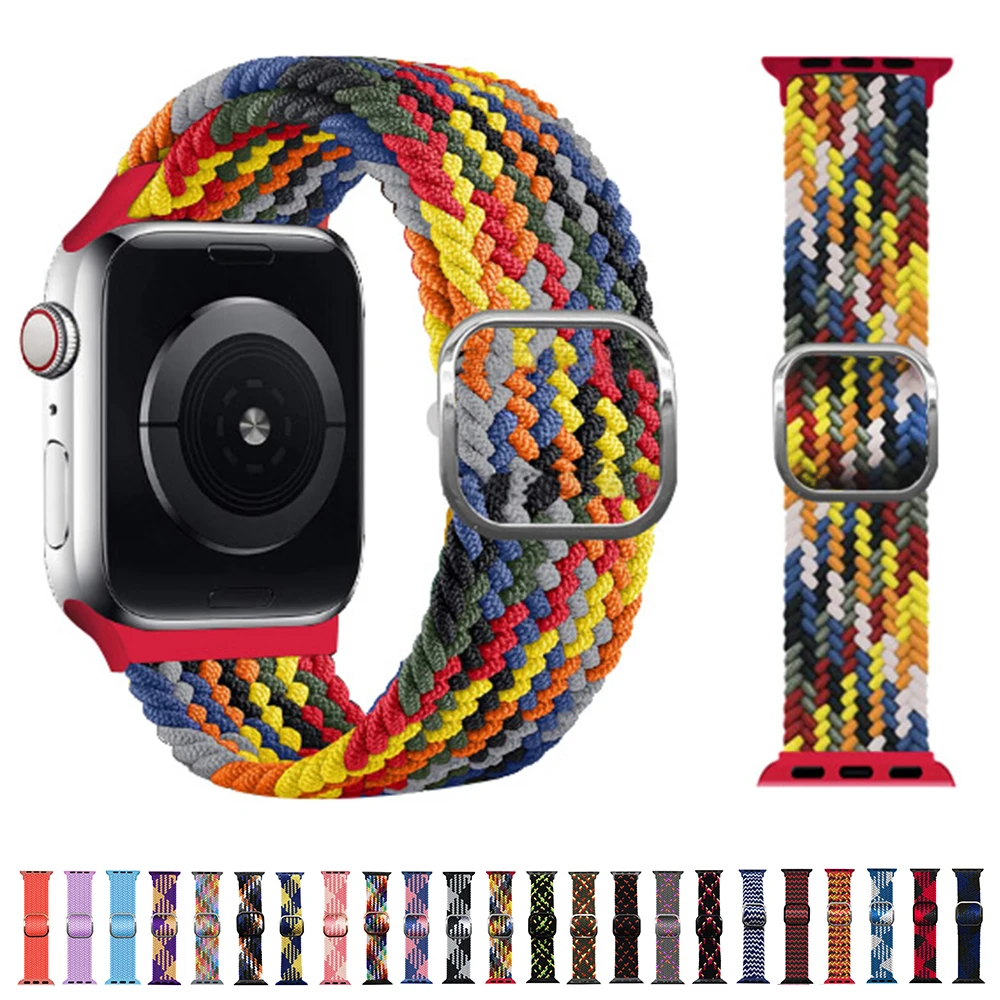 

Nylon Adjustable Elastic Strap For Apple Watch Band 44mm 40mm Braided Wristband 38mm 42mm iWatch Series 3 4 5 SE 6 Accessories