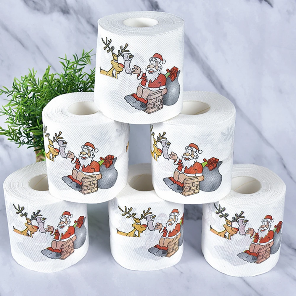 Рождественская напечатанная рулонная бумага Санта Клаус цветная банная