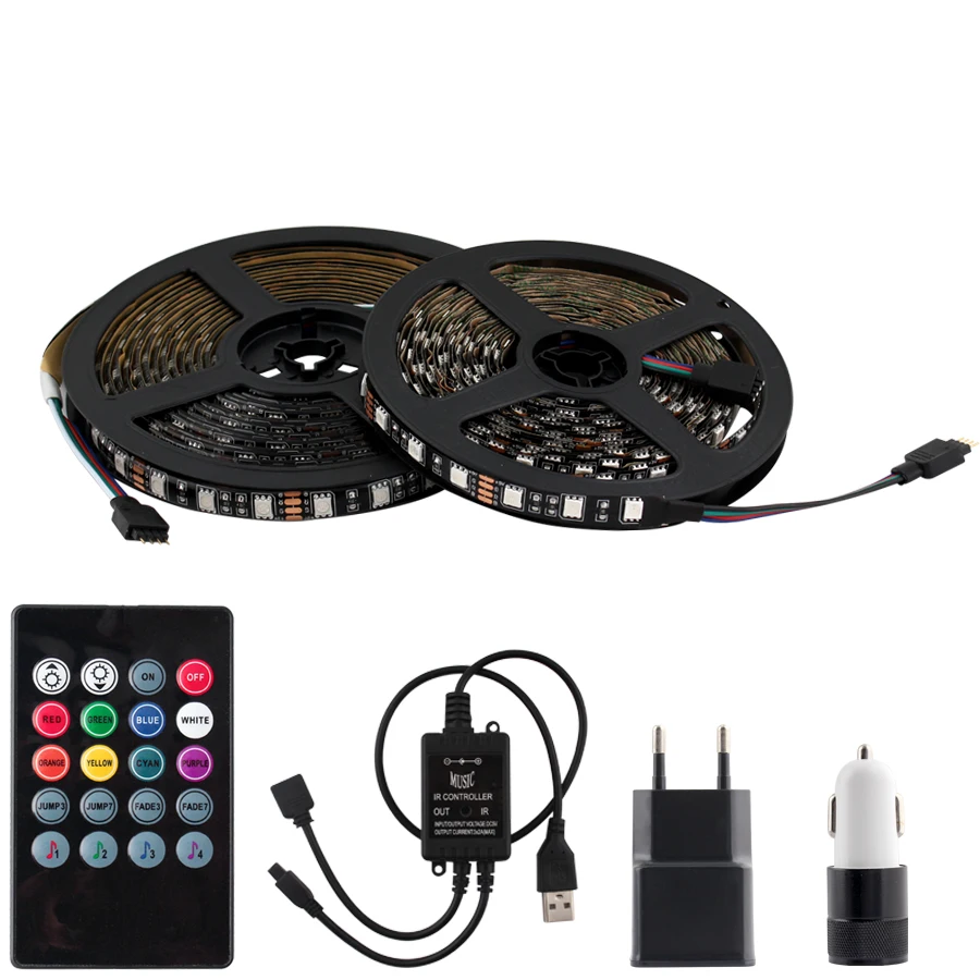 RGB 5V Светодиодная лента USB для автомобиля PC 5050 водонепроницаемая подсветка Ambilight tv USB 5V светодиодная лента для автомобиля RGB лента лампа с музыкальным контроллером