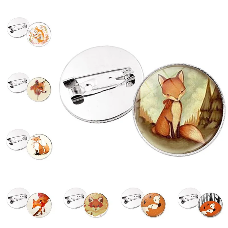 

1pcs Cartoon Fox Brooch Pins Cute Woodland Animal Art Patterns Crystal Glass Metal Lapel Pin Badges Fashion Jewelry Kids Gifts
