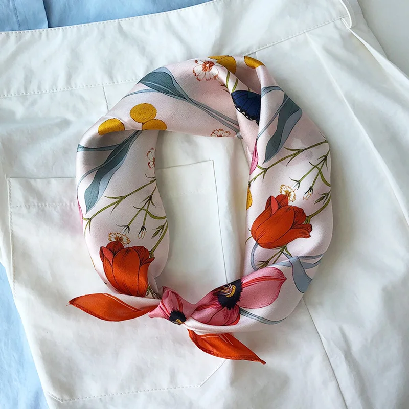 

Женский шарф на шею, хиджаб, обертывания, 100% чистый шелк, квадратный дизайн, шарфы, Женские платки, бандана, шейный платок, женские шали, 2020