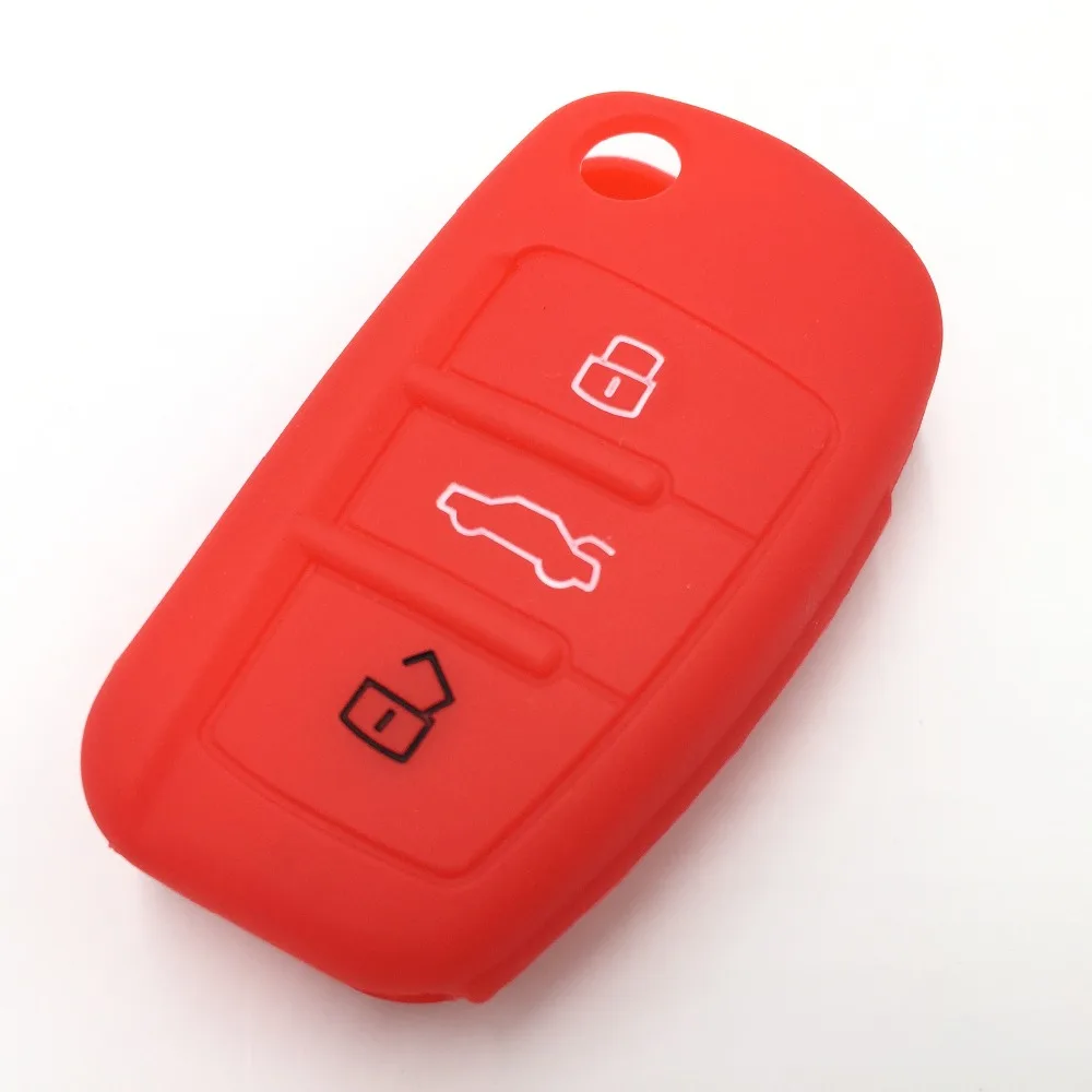 Черный красный 3 кнопки силиконовый чехол для ключей автомобиля Audi A3 A4 A6 складной