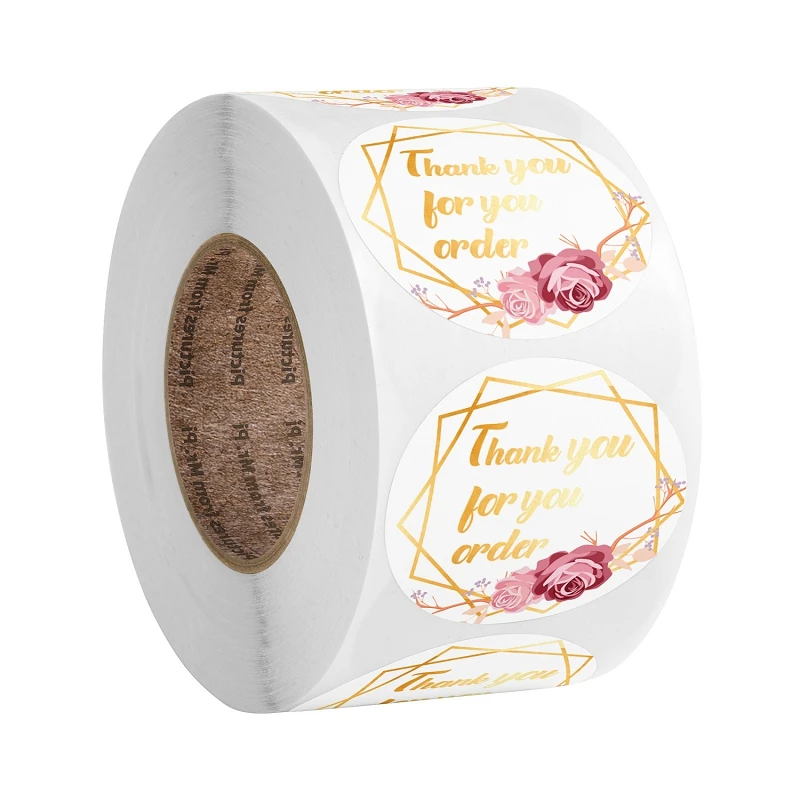 Новый очаровательный цветочный с золотой фольгой 1 5 дюйма/3 8 см Спасибо за заказ