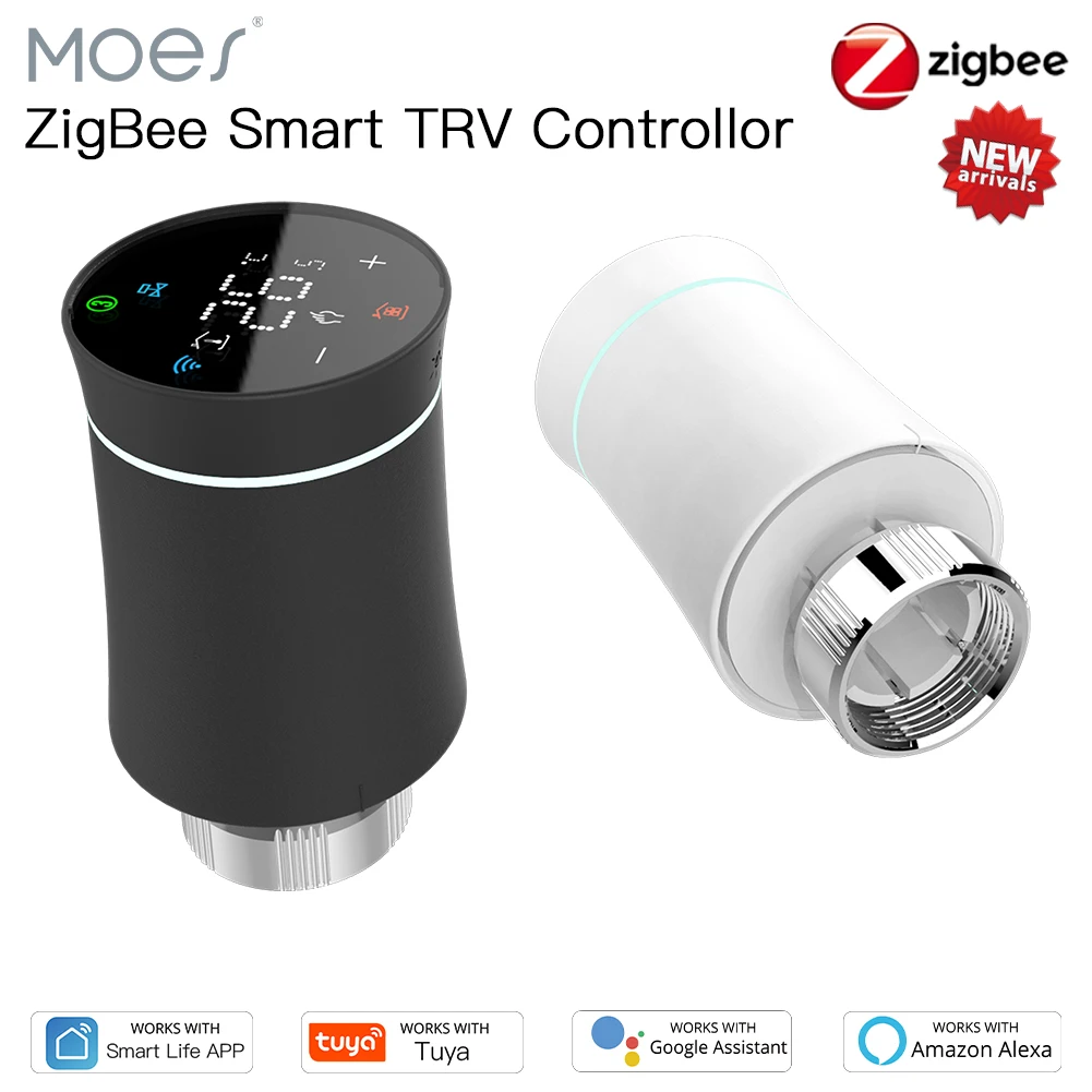 Atuador de Radiador para Controle de Voz Aquecedor de Temperatura Moes-novo Alexa Zigbee Válvula Termostato Programável Inteligente Trv 3.0
