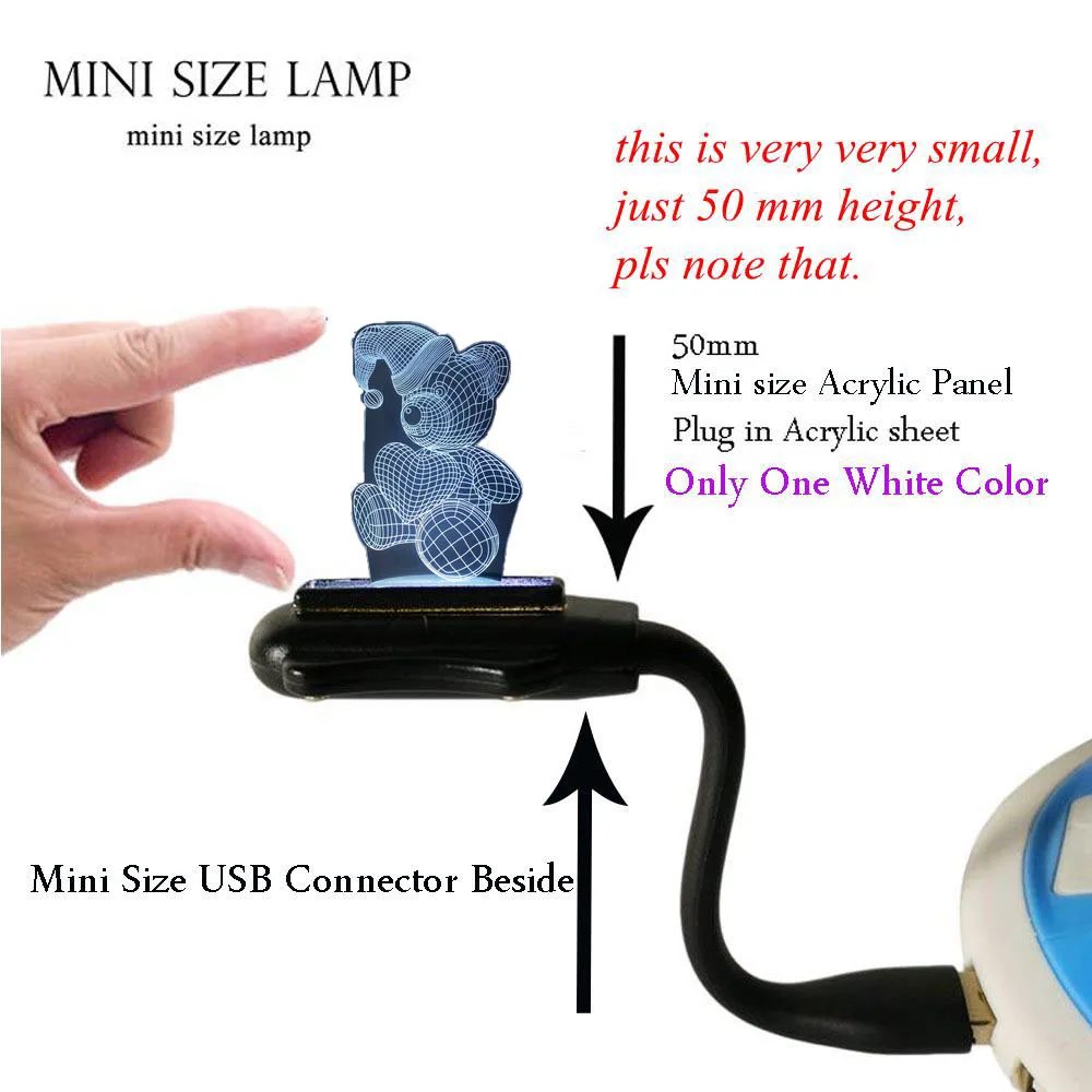 MINI USB Lamp Милый 3D Визуальный светильник объятия; Сердце Медведь светодиодный ночник RGB 7 красочный сенсорный стол для ночника лампа прекрасный девушки дети лучший подарок - Испускаемый цвет: MINI USB Lamp