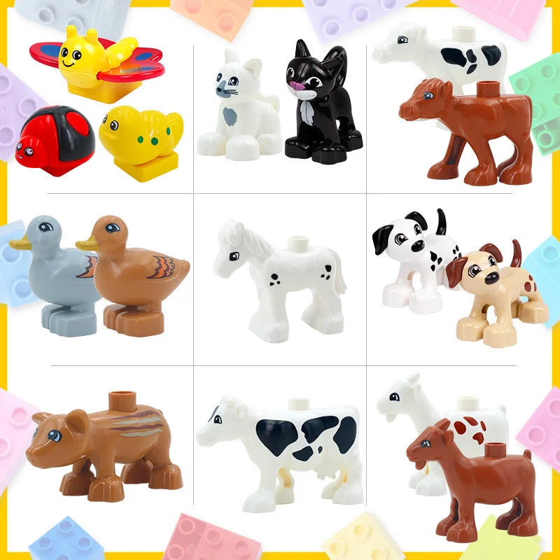 

Big Size Building Blocks Compatible Large Bricks Farm Sets Children Kid Animals Pets DIY Pony Dog Cow Assemble Educational Toys