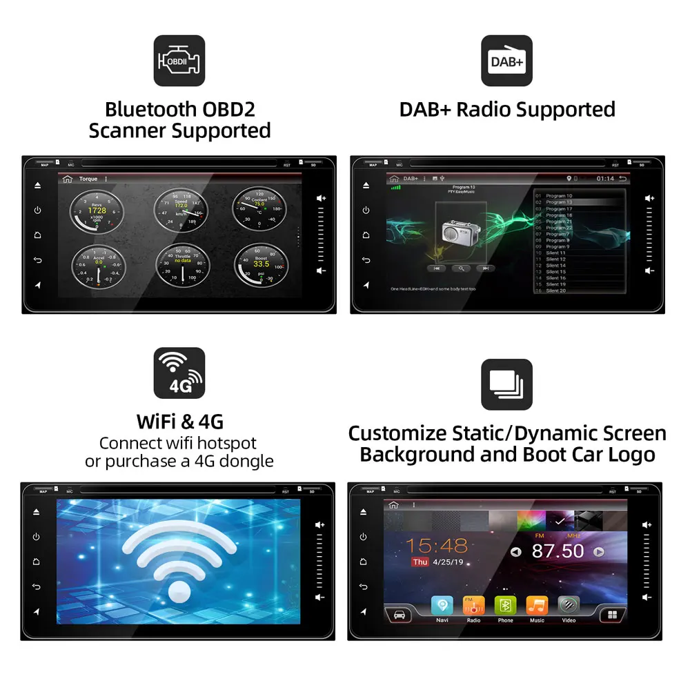 Автомобильный DVD плеер Bosion универсальная стерео система на Android 10 с GPS Bluetooth Wi Fi для