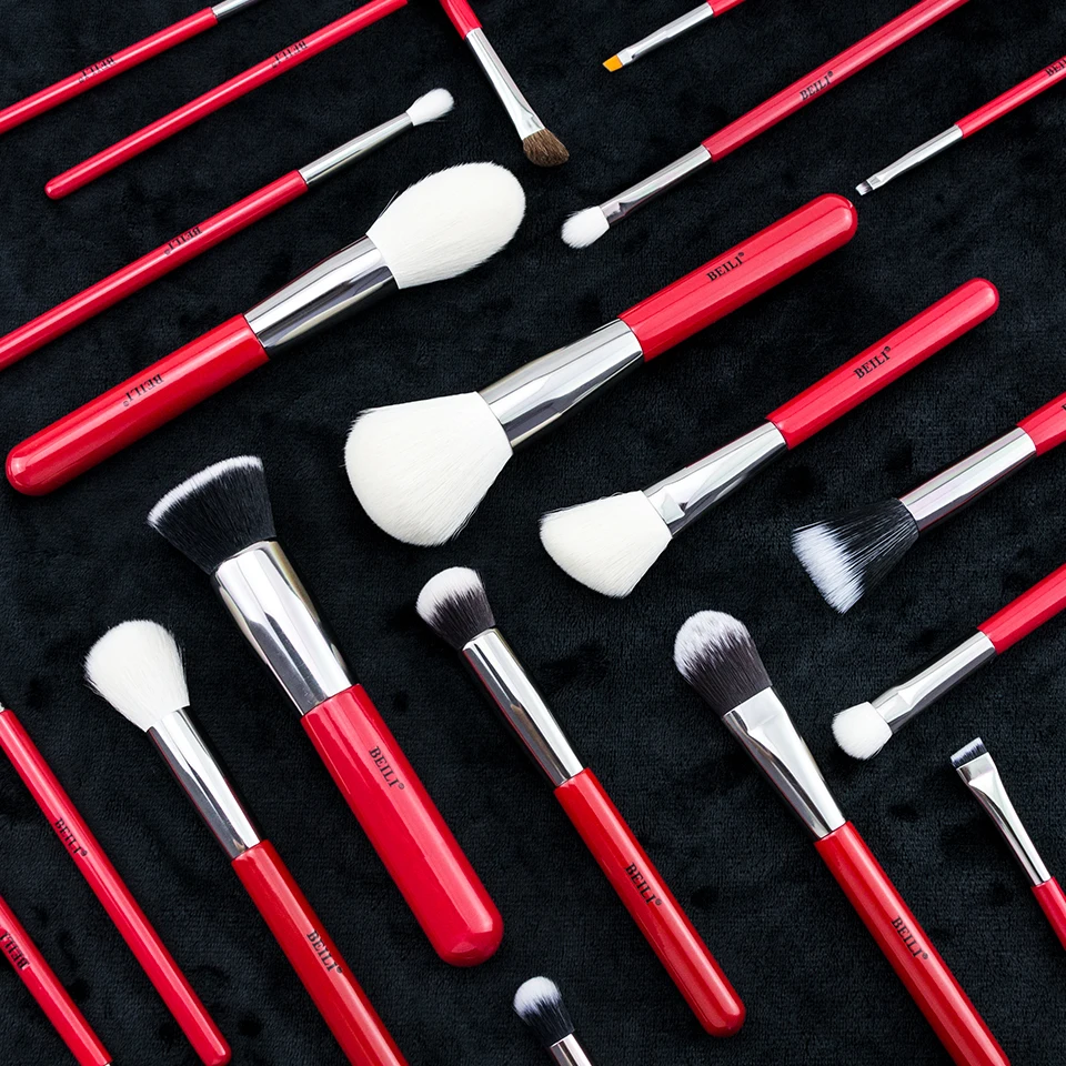 BEILI профессиональный красный набор кистей для макияжа 25 шт. пудра основа