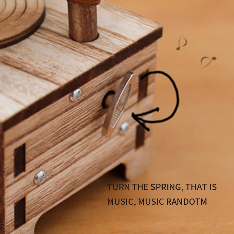 

Mini Phonograph Music Box Retro Disc Music Box Ornaments Diy Children Birthday Gift with Music Playing Function