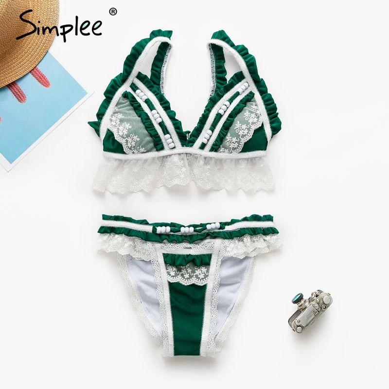 Женский привлекательный купальник Simplee кружевное бикини купальный костюм на