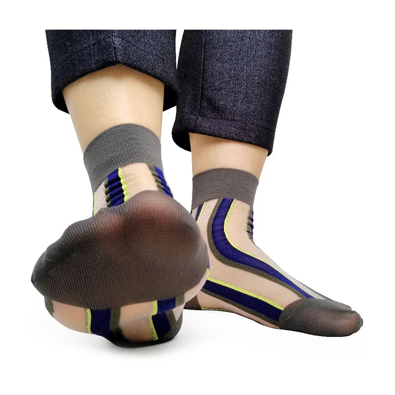 Летние прозрачные хлопковые полосатые мужские формальные Носки Прозрачные