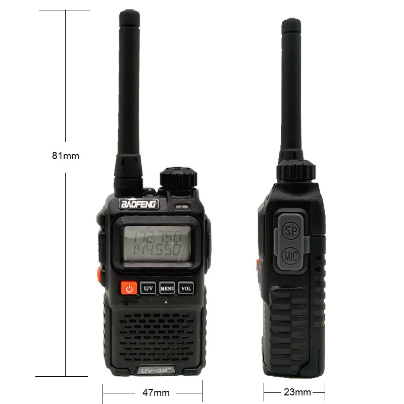 Портативная мини рация BAOFENG UV 3R + UHF VHF любительская радиостанция CB