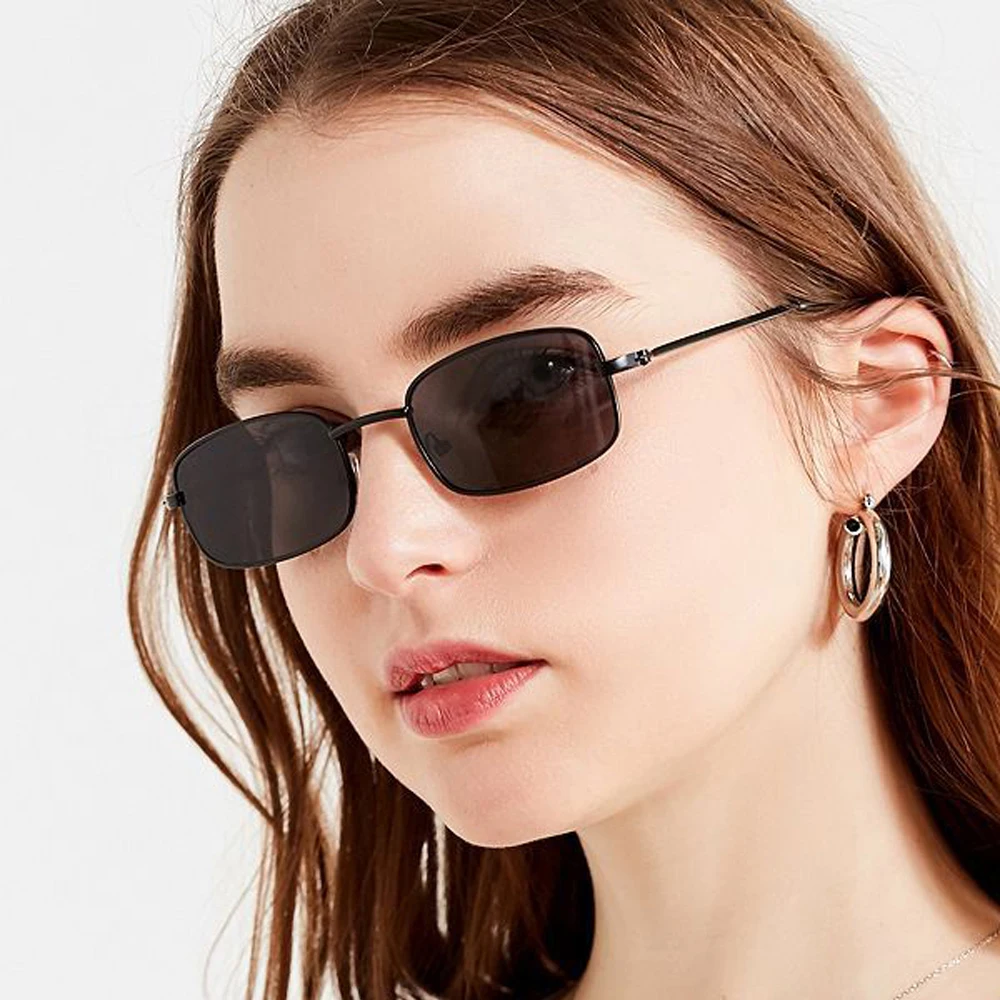 Солнцезащитные очки XaYbZc унисекс, небольшие прямоугольные солнечные очки в металлической оправе, в стиле ретро, для улицы, с прозрачными лин...