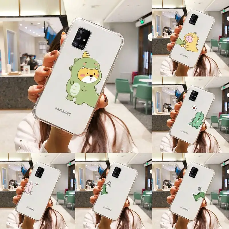 

Cute dinosaur BBF double Phone Case Transparent For Samsung A51 A50 A71 A70 A81 M60S Note S21 S 20 10 9 8 11 E Plus Ultra