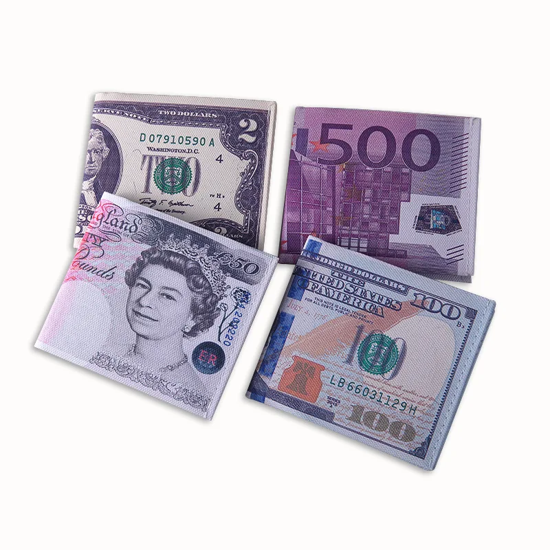 

Cheap Creative Money Printing Pattern Wallet Storage Package Dollar Sterling Euro Ruble Shape Compartment Coin Purse