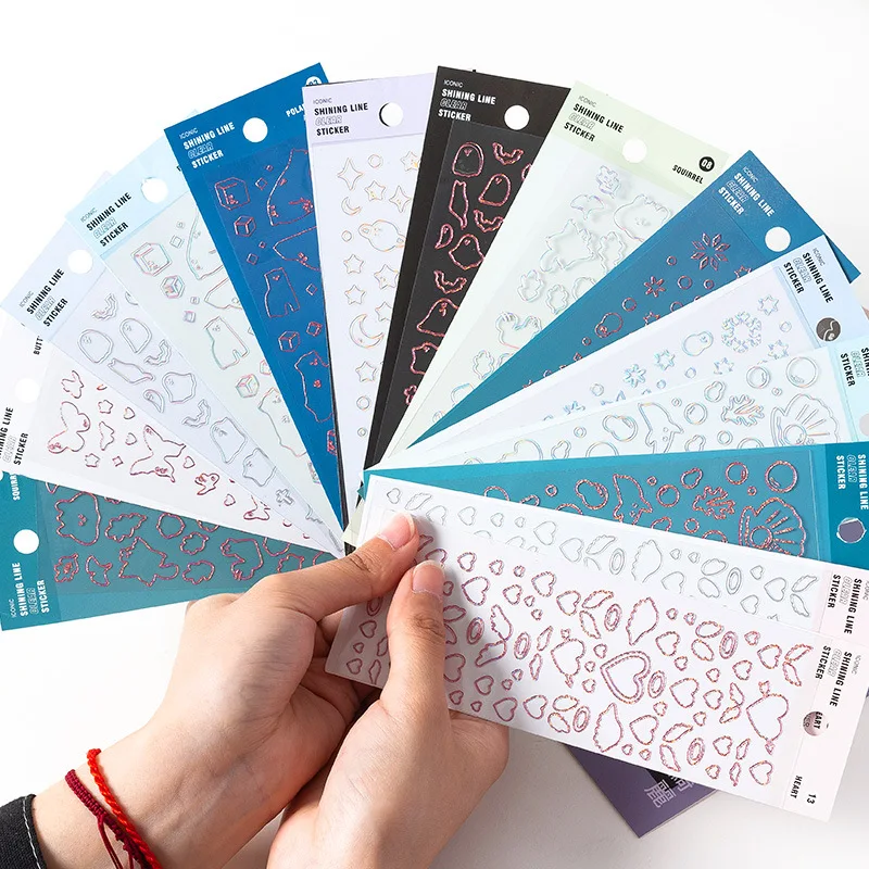 

16Sheet Transparent Flash Laser Sticker DIY Scrapbook Album Stationery Cute Room Decor Material Stickers Aesthetic