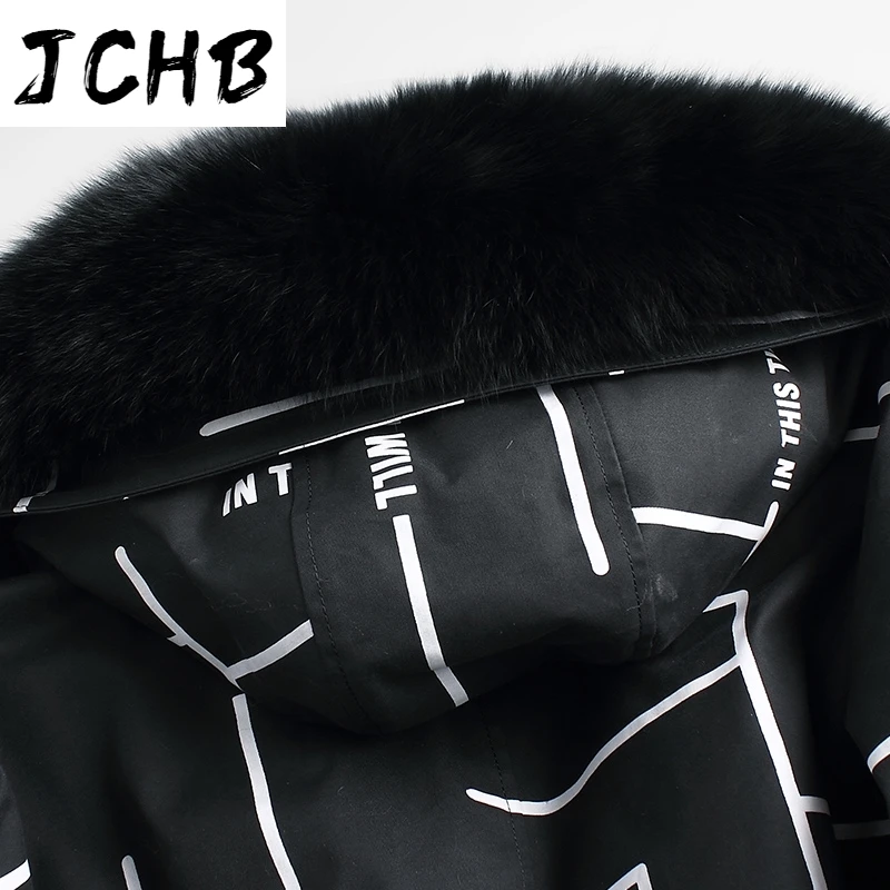 

Parka JCHB Real Fur Coat Men Winter Jacket Rabbit Fur Liner Long Parkas Racoon Fur Collar Winterjas Heren ML-XGH001-1 KJ1128