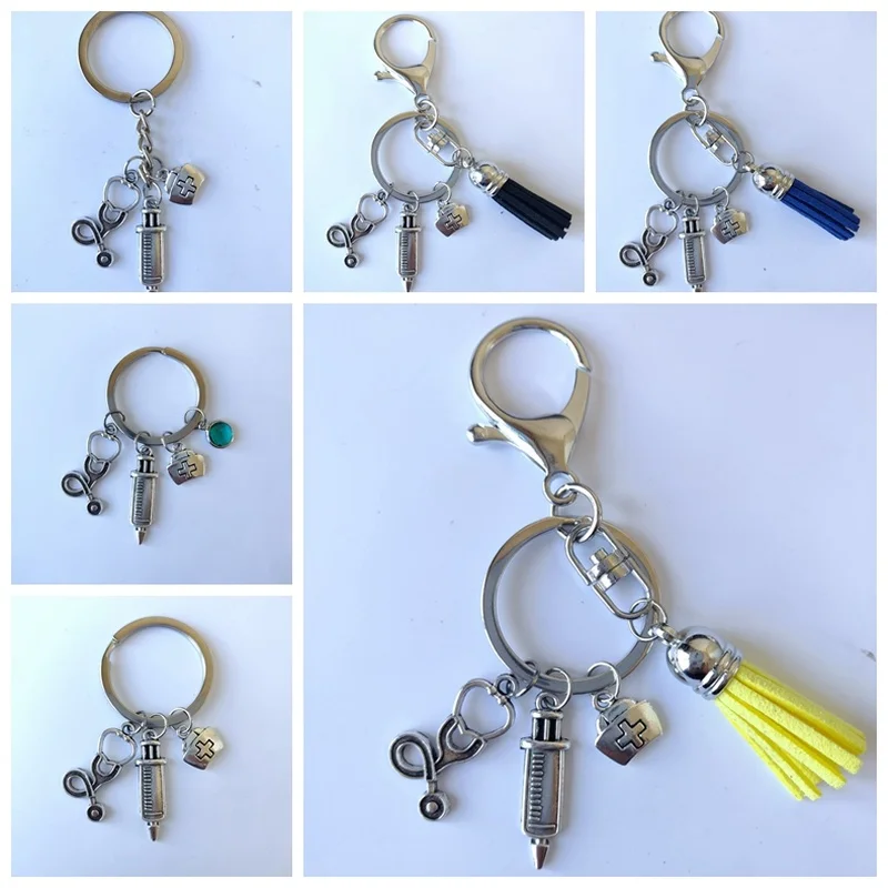 

2020 New Nurse Medical Box Medical Instrument Keychain Needle Syringe Stethoscope Cute Keychain Gives Favorite Girl Funny Gift