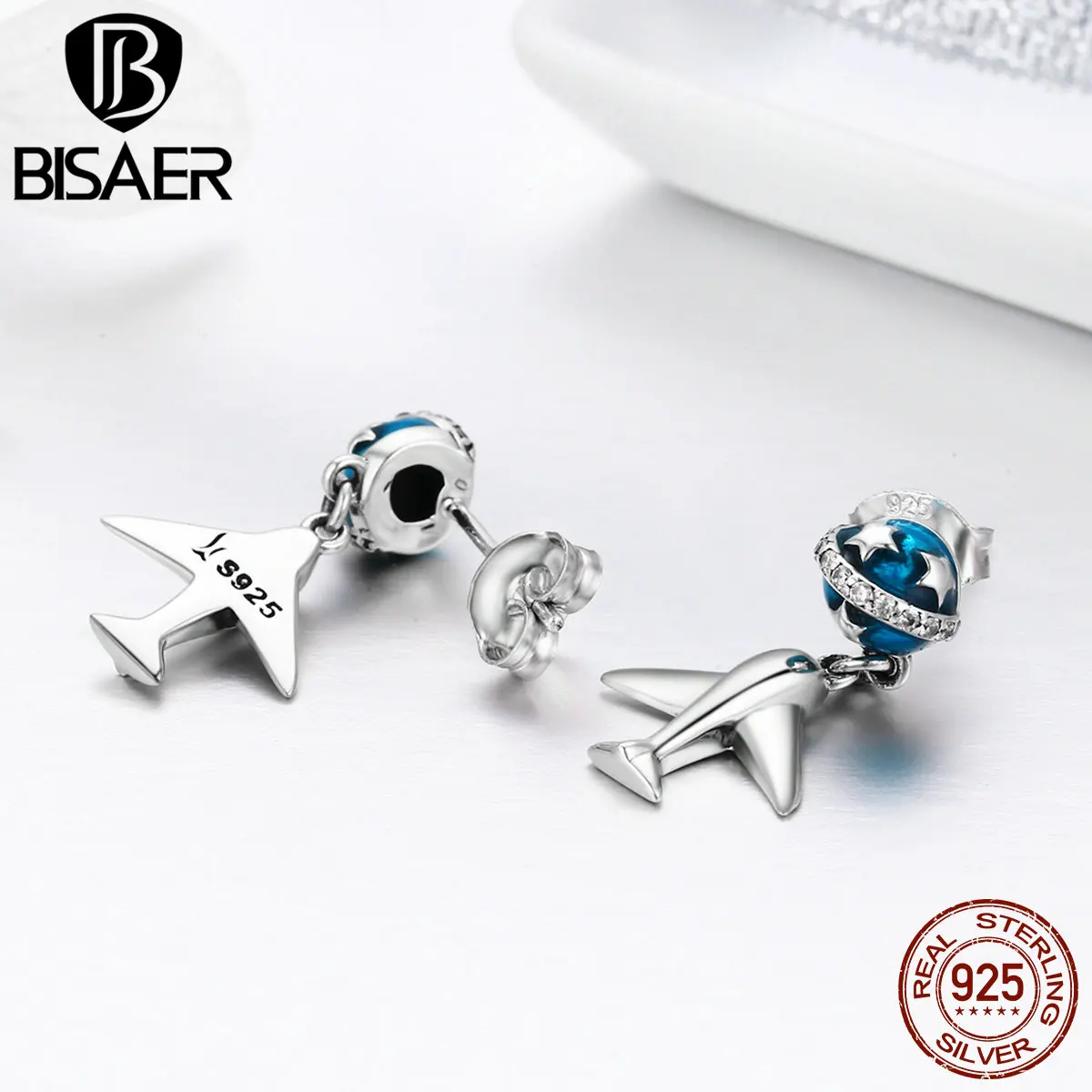 BISAER, распродажа, 925 пробы, серебряные серьги-гвоздики для женщин, ювелирные изделия из стерлингового серебра, бижутерия GXE331