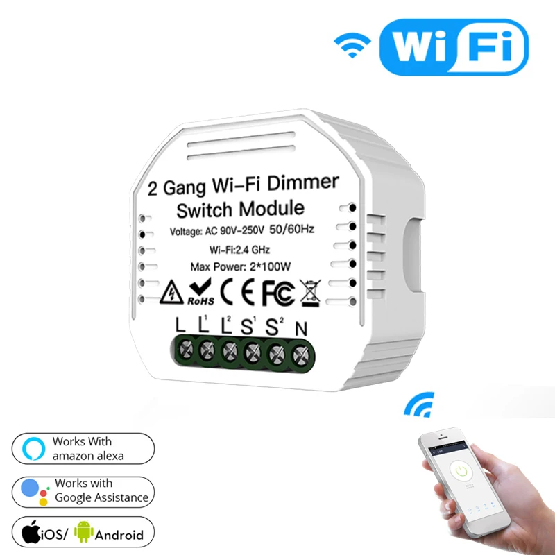 

2 Gang DIY WiFi умный 2 Way светильник светодиодный диммер переключатель модуль приложение Smart Life/приложение Tuya дистанционного Управление работать ...