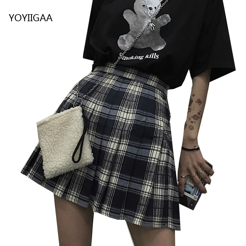 

Summer Plaid Pleated Skirt High Waist Women's Pleated Mini Skirts Fashion Slim Waist Ladies Short Skirt Chic Sweet Sailor Skirts