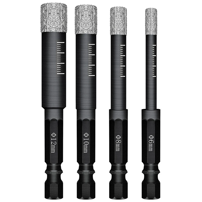 

6/8/10/12mm Hex Handle Vacuum Brazed Diamond Dry Drill Bits Hole Saw Cutter For Granite Marble Ceramic Tile Glass