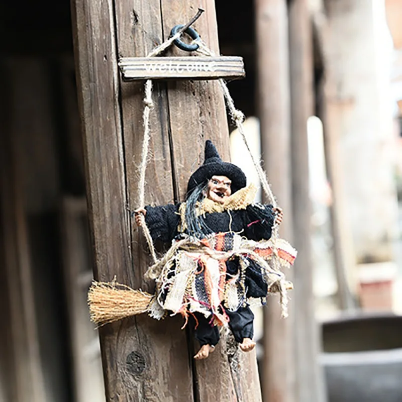 

Halloween Decoration Witch Broom Pendant Vintage Witch Broom Hanger Ghost Festival Bar Haunted Props Halloween Hanging Ornaments
