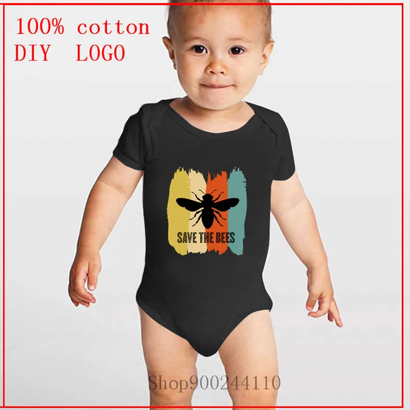 

Винтажная рубашка с принтом «Спасите пчелы», комбинезоны с коротким рукавом для новорожденных, комбинезон из хлопка unsisex, одежда для тела 2020