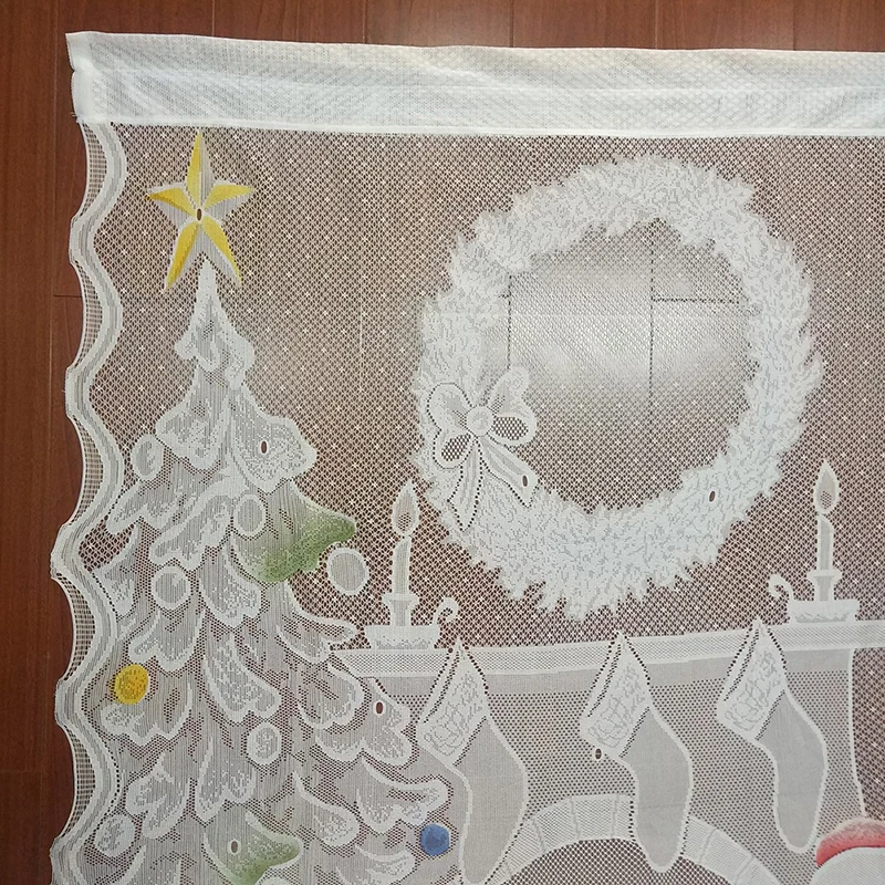 Christmas Cute Flash String Lace Door Curtain Window Room With LED Light Valance Home Tree Decoration | Дом и сад