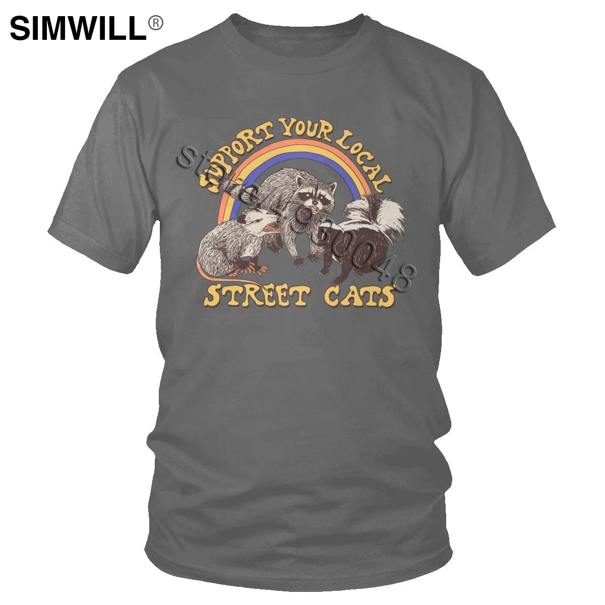 Винтажная футболка с надписью Support Your Local Street Мужская хлопковая принтом енота для