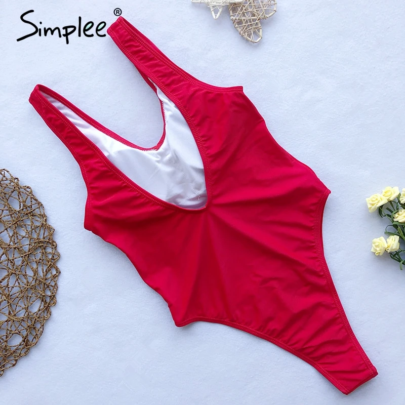 Женский купальник Simplee с цепочкой поясом цельный купальный костюм высоким