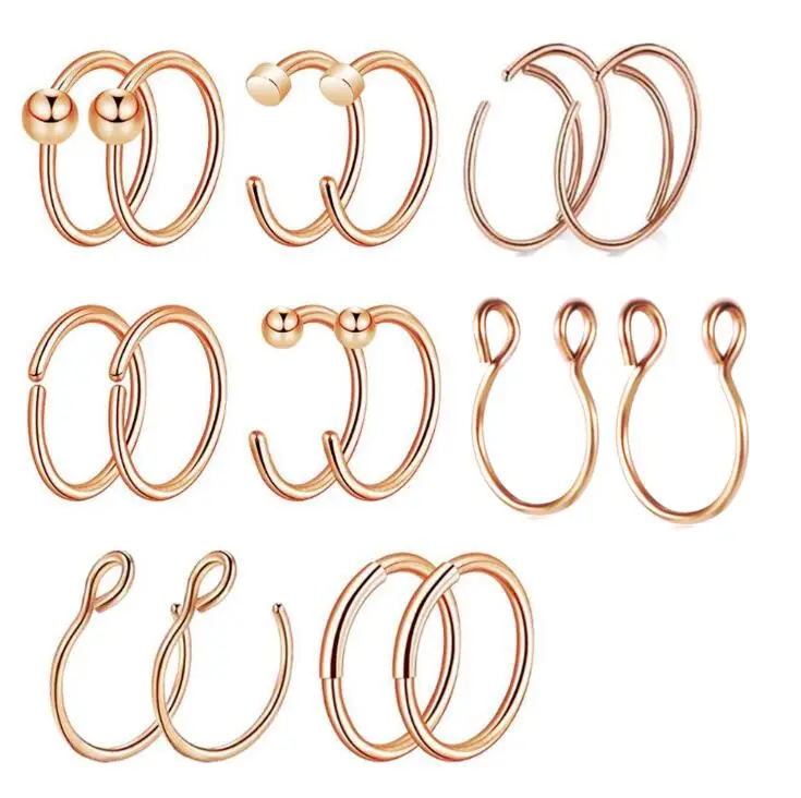 16 шт. стальное кольцо для носа губ с зажимом спираль пирсинг пупка из розового