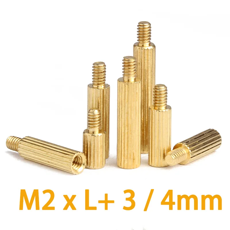 

M2 Brass Round Knurl Male Female Standoff Stud Board Threaded Pillar PCB Motherboard Spacer Hollow Bolt Screw Nut M2*L+3/4