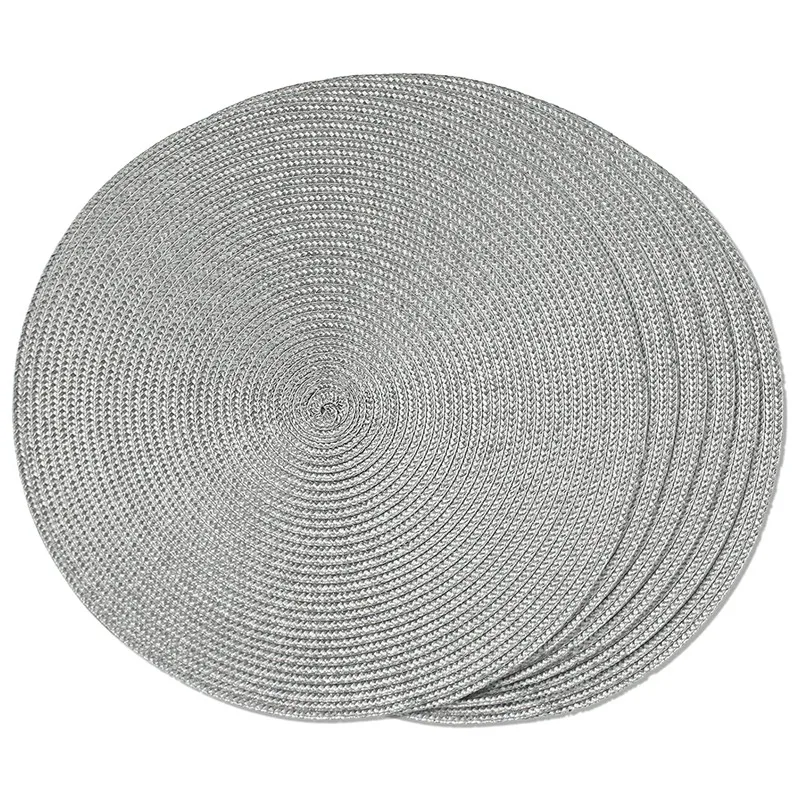 

AU -Round Braided Placemats Set of 6 Table Mats for Dining Tables Woven Washable Non-Slip Place Mats 15 Inch