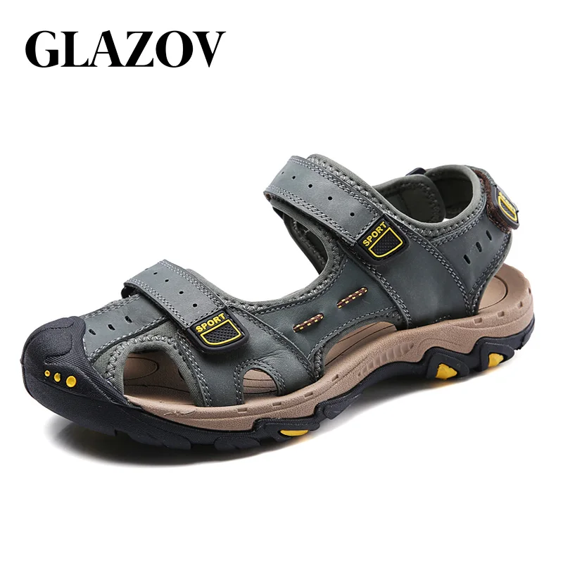 Мужские сандалии-гладиаторы из натуральной кожи, Повседневная летняя обувь, большие размеры 38-47, пляжные туфли для отдыха