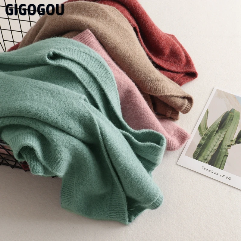 Женский кашемировый жилет GIGOGOU модный вязаный свитер шикарный верхняя одежда для