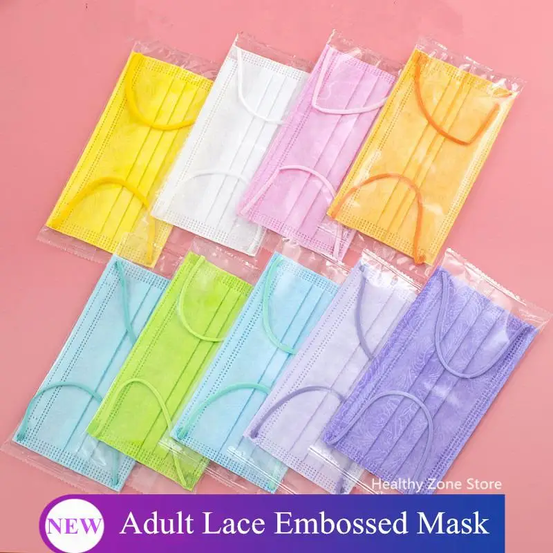

New Arrival Adult Lace Embossed Disposable Face Mouth Masks 3-Layer Melt Blown Fabic Protective Dust-proof Breathable Mascarilla