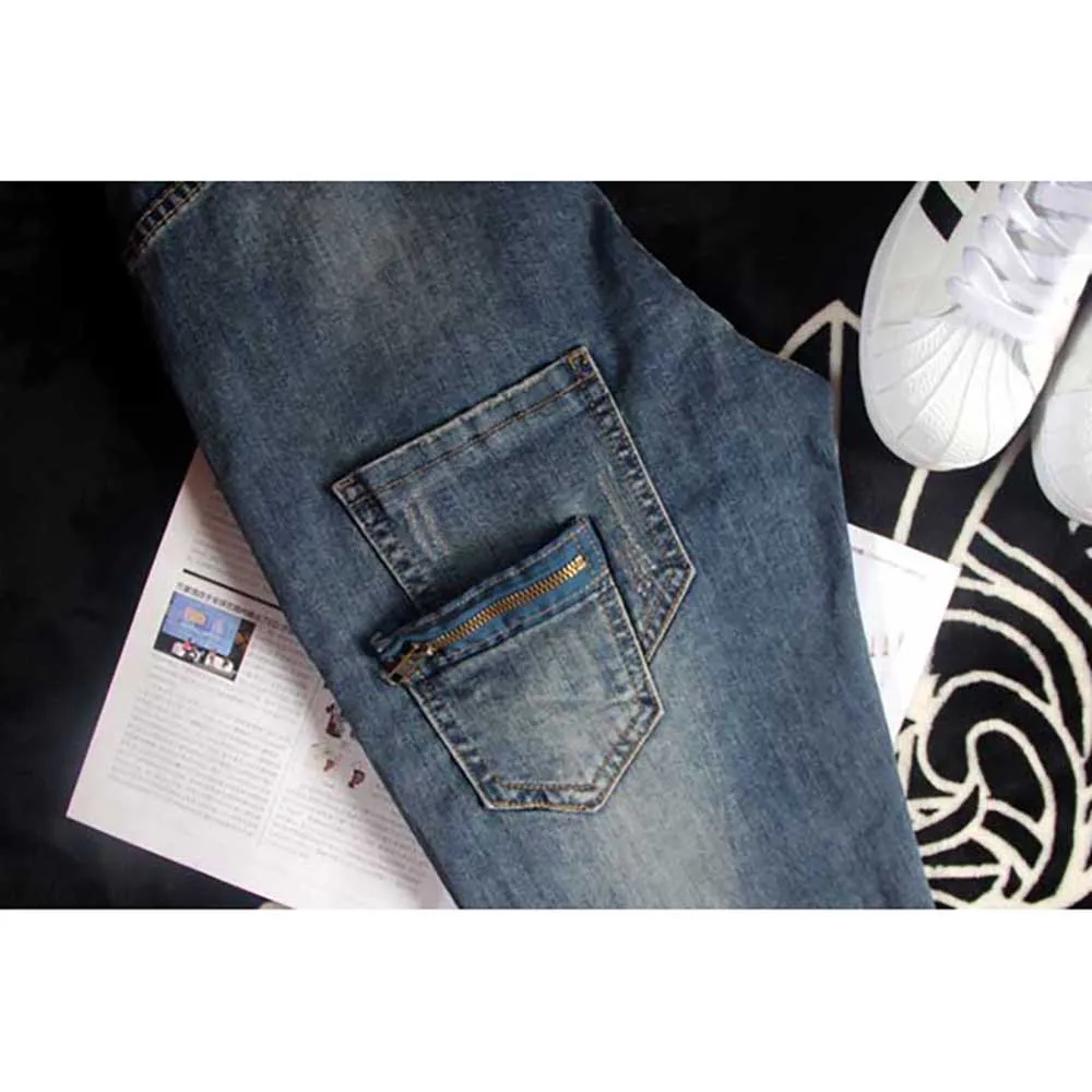 New Fashion Hiphop Harem Jeans Men Casual Slim Fit Retro Denim Cargo Pants Blue Tapered Trousers Streetwear Overalls Clothing