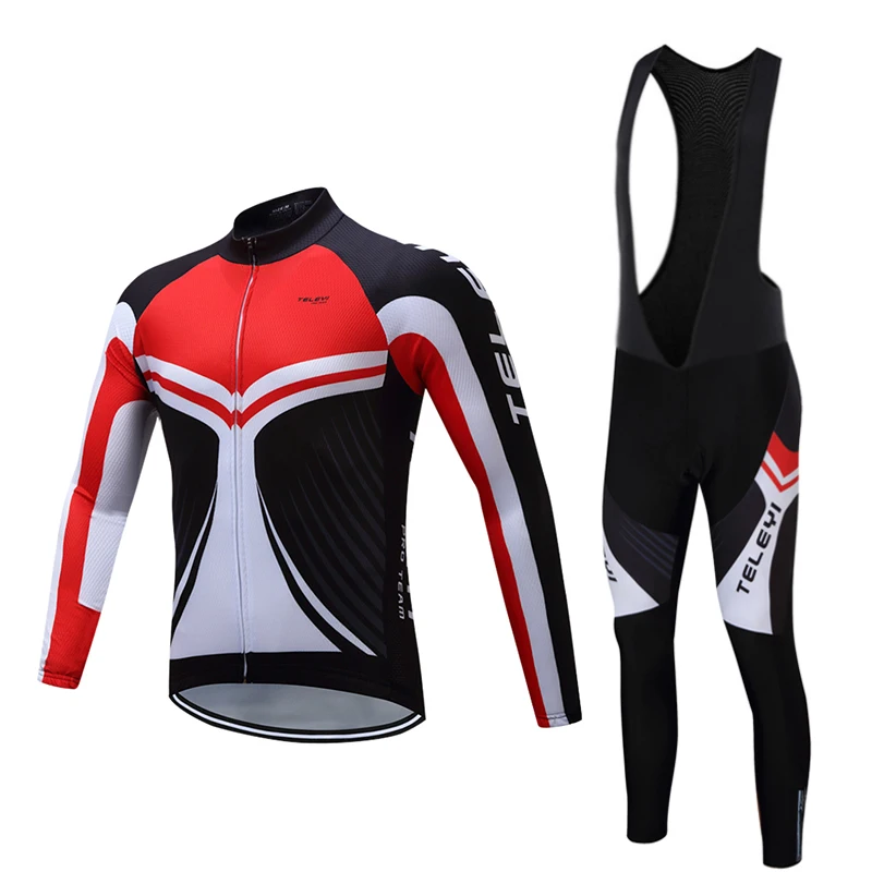 Men's Spring/Autumn Long Sleeve Cycling Jersey BIB Pants Sets Male 2022 China Pro Team Maillot Bicycle Clothing Kit Bike Clothes | Спорт и