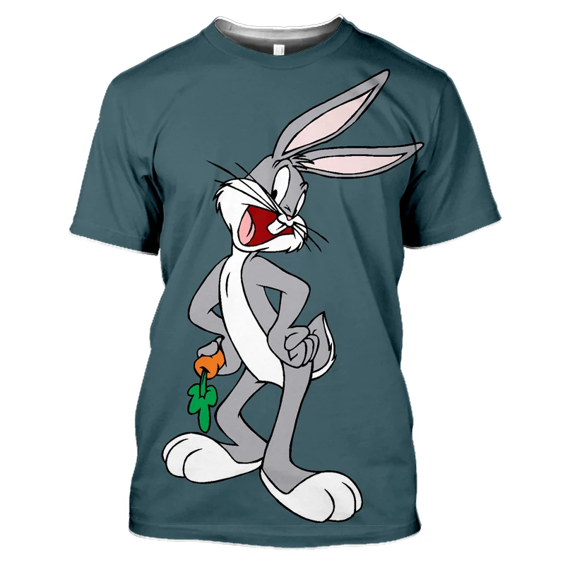 3D Printed Rabbit Unisex Top Summer Short Sleeve Animal Bunny T-Shirt Fun...