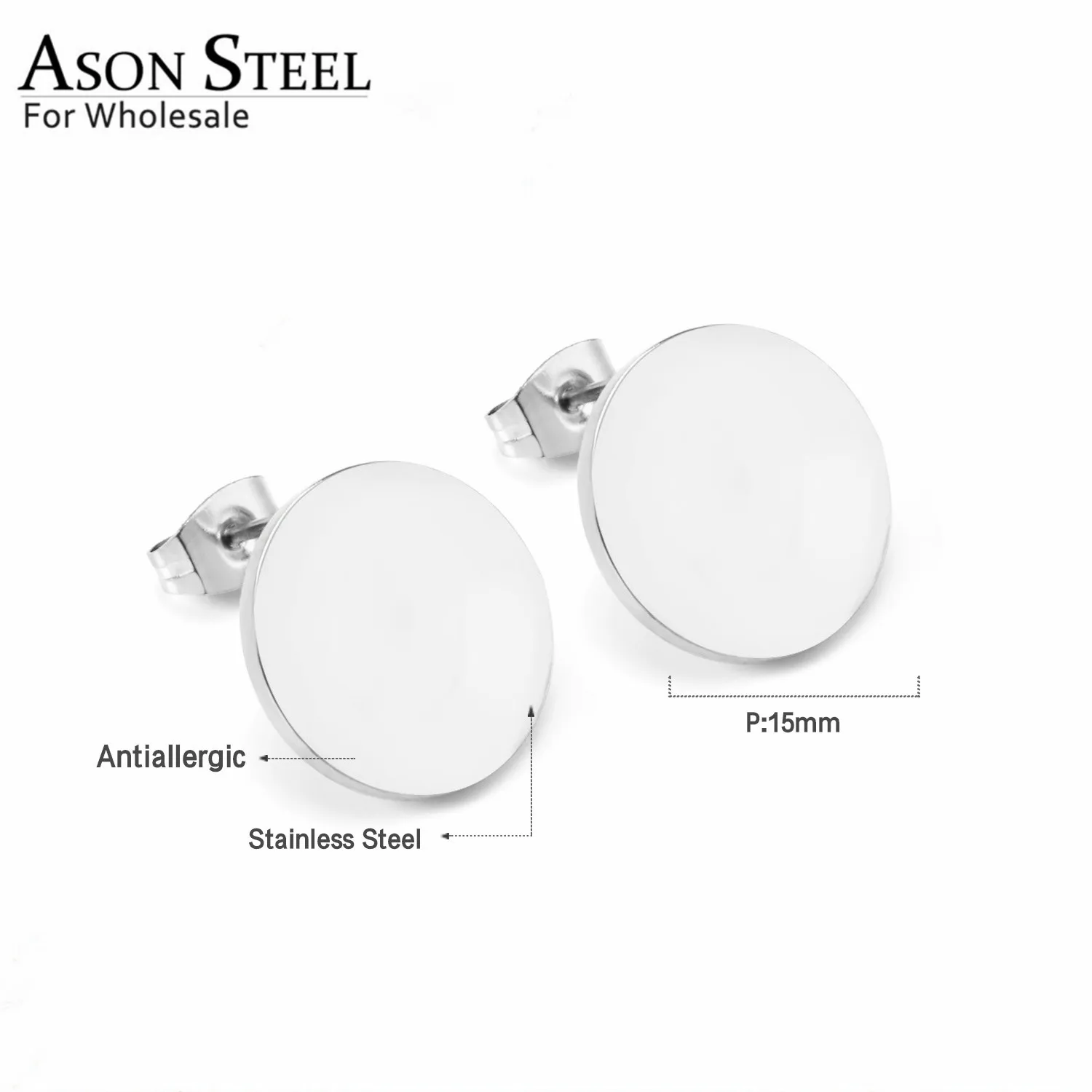 Серьги-пусеты в простом стиле из нержавеющей стали круглые женские серьги