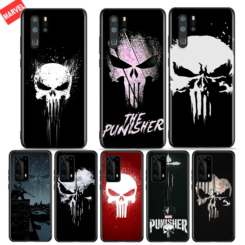 Силиконовый чехол с изображением черепа Карателя Marvel для Huawei P50 P40 P30 P20 Pro P10 P9 P8 Lite E Plus 2019 2017, чехол для телефона