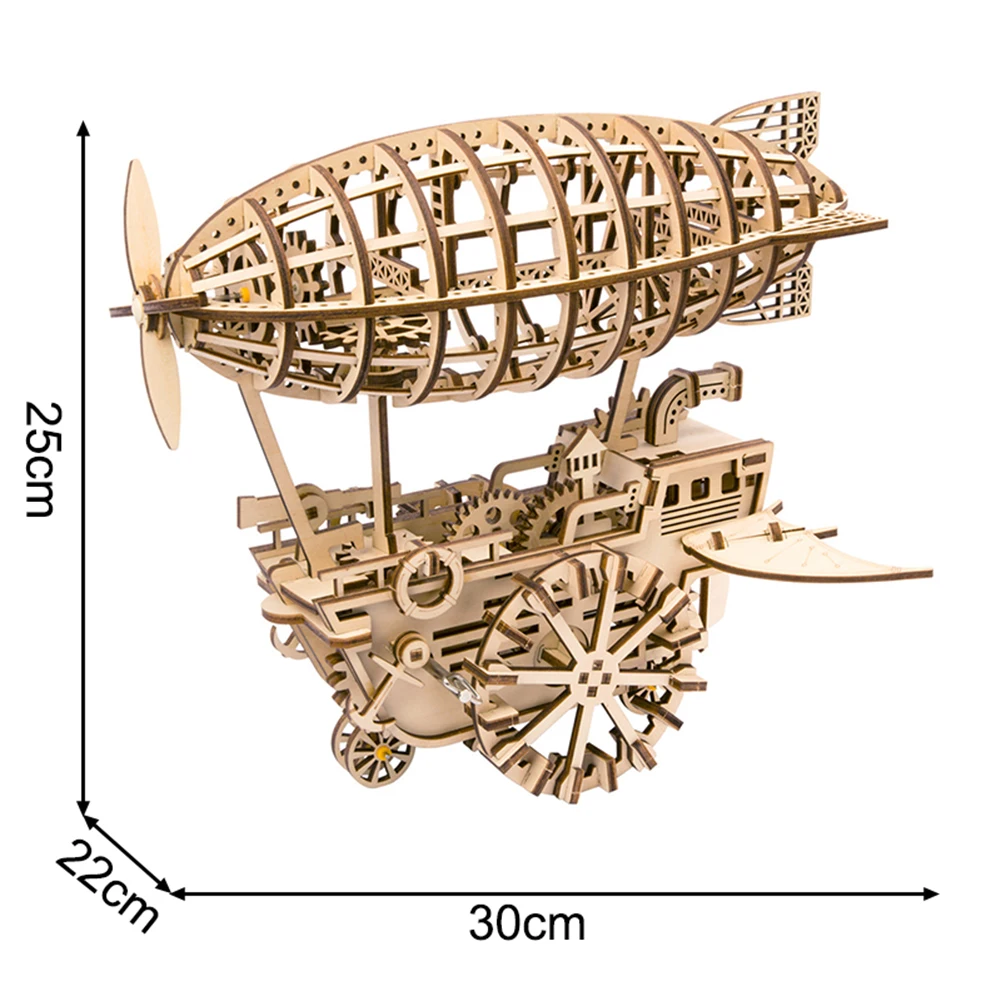 

3D DIY Gear Drive Wooden Puzzle Locomotive Airship Mechanical Model Kits Assembly Blocks Children Adult Gift Toys For Kids