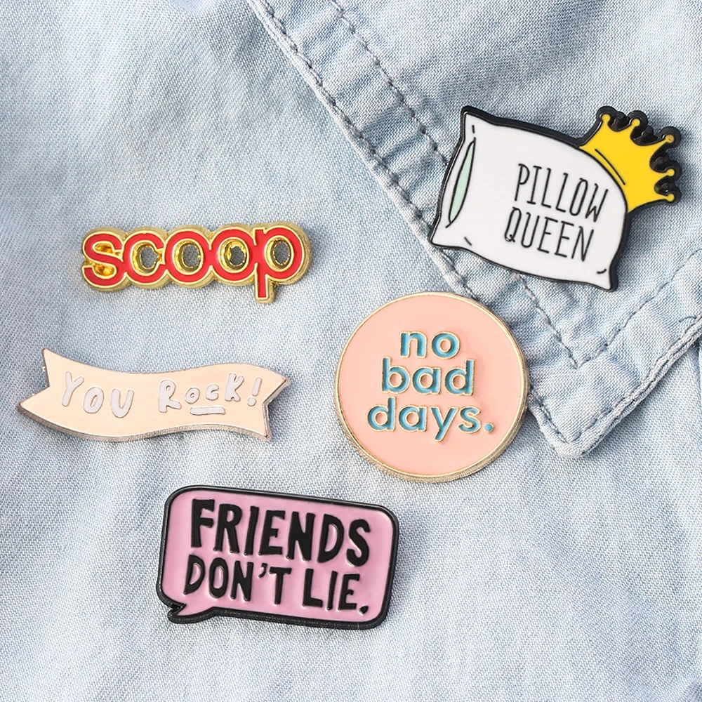 Друзей не лежат эмали штырь Подушка королева броши шпильки Значки для детей