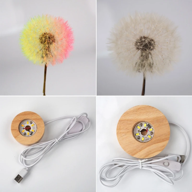 

Crystal Ball LED Night Lights Epoxy Resin Mold Home Decoration Silicone Mold Wooden LED Lighted Base Dried Dandelion