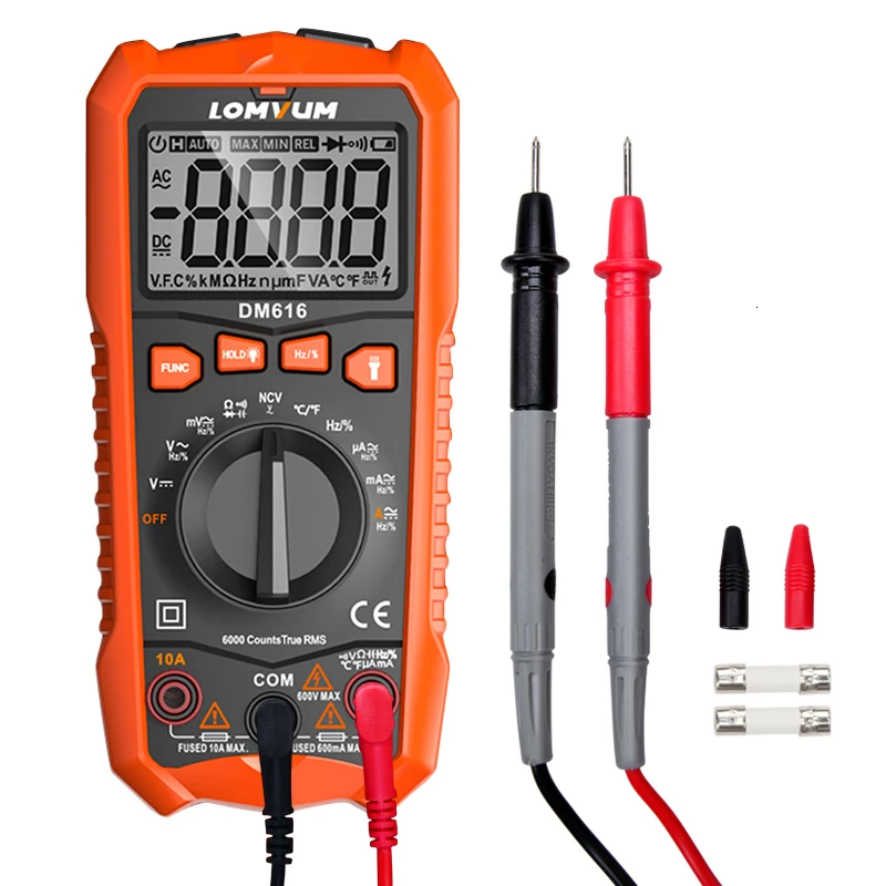 LOMVUM цифровой мультиметр тестер светодиодный NCV ЖК-дисплей мультитестер зонды измеритель напряжения ручной AC DC Амперметр Ом конденсатор вольтметр