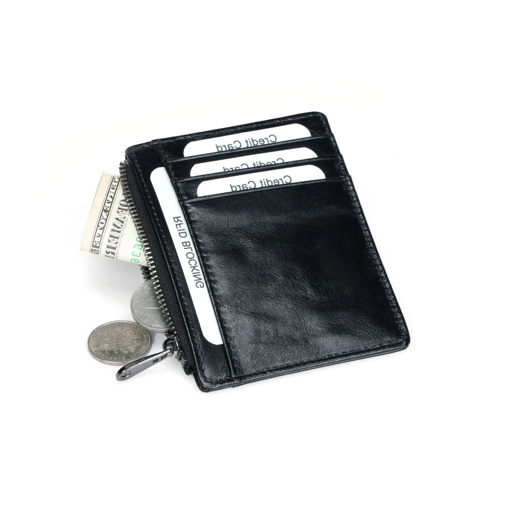 

Мужской кожаный мини-кошелек на молнии с отделением для монет и 8 отделениями для кредитных карт