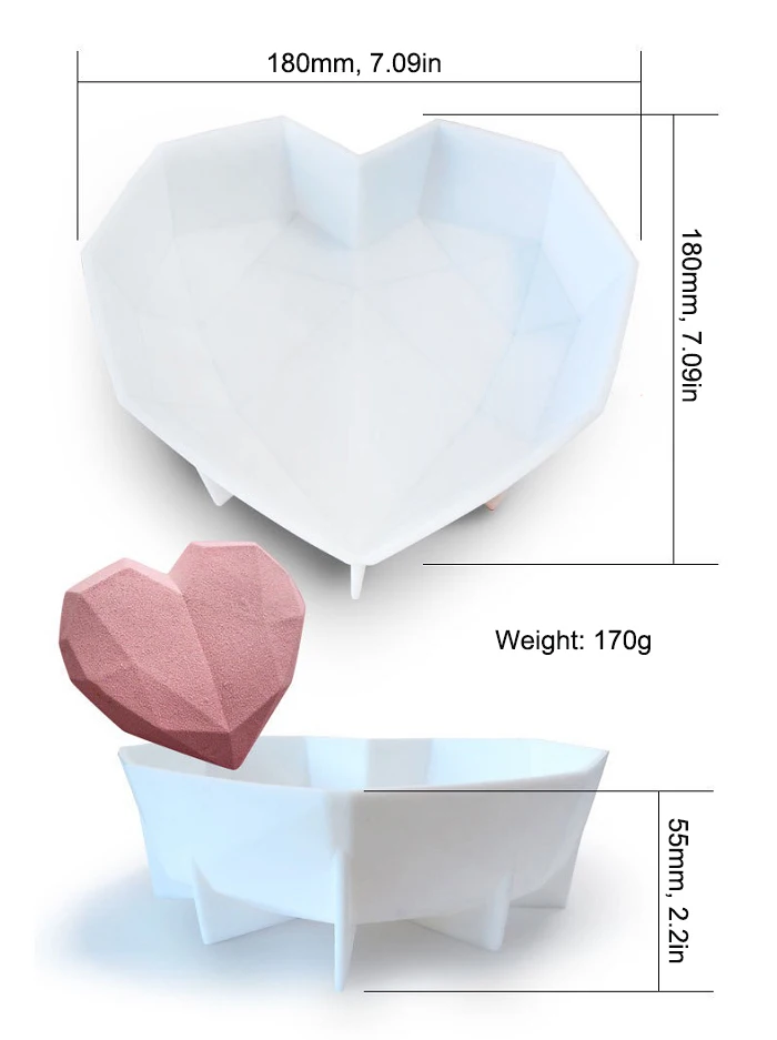 

High Quality Food Grade Silicone Big Heart Cake Candy Chocolate Molds For Home Use Reposteria Bakery Wedding Birthday Party