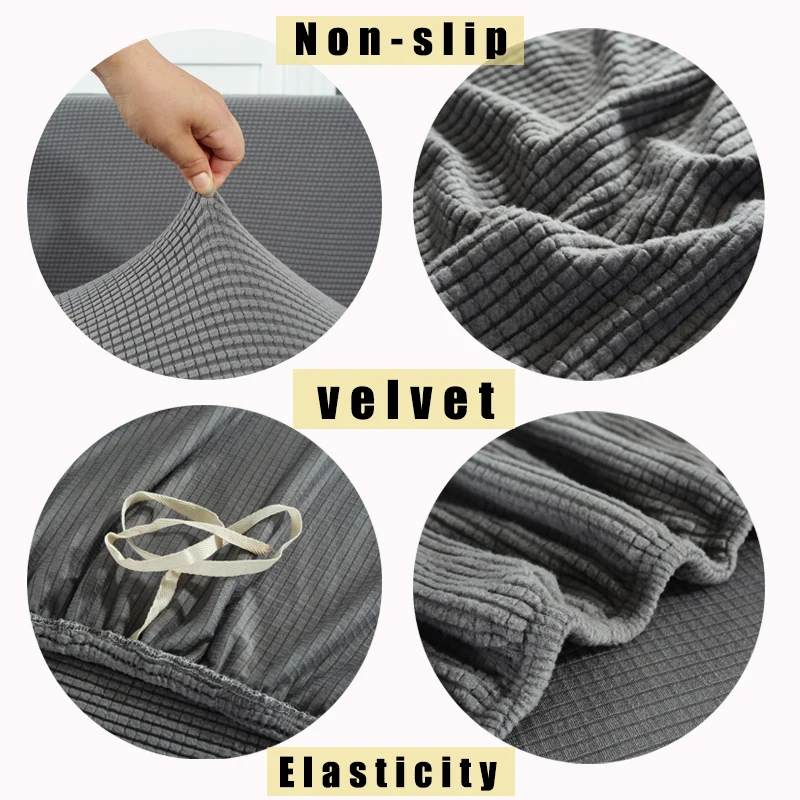 Чехол для дивана L-образный эластичный серый черный | Дом и сад